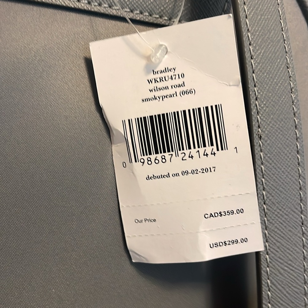 Kate Spade Gray Backpack Laptop Bag Bradley Wilson Road Smokey Pearl Brand New - Picture 7 of 17